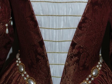 Burgundy Venetian Renaissance Gown With Ruffs