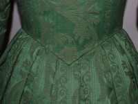 Green Damask Venetian Renaissance Gown, Chevron Back