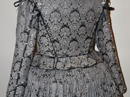 Black and Grey Elizabethan Renaissance Gown with Side Back Lacing