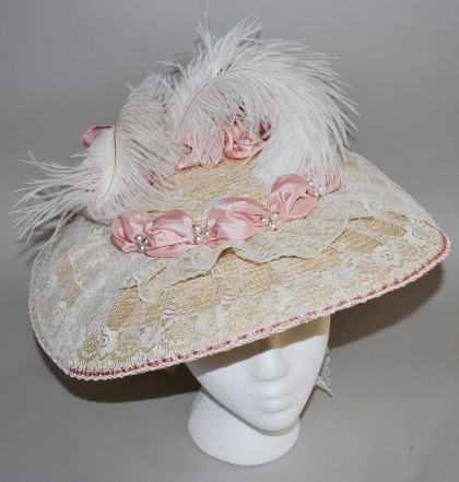 Pink & Cream 18th Century Bergere Hat