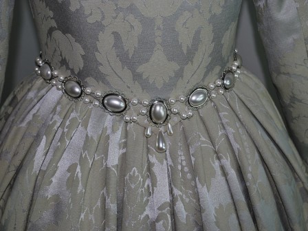 Silver Venetian Renaissance Gown with Pearl Girdle