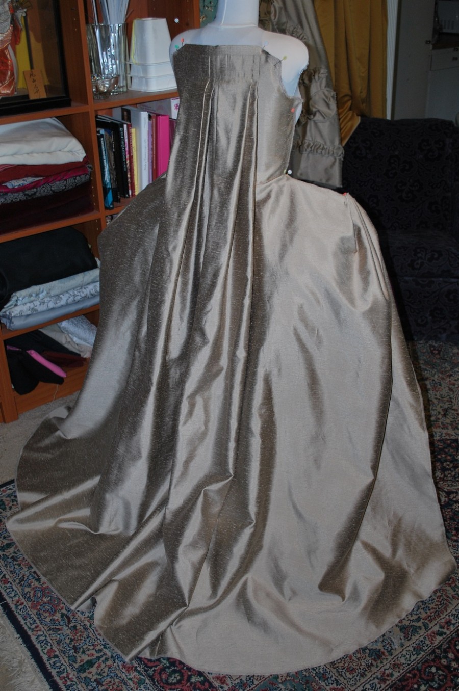 Taupe Robe a la Francaise: Back Done